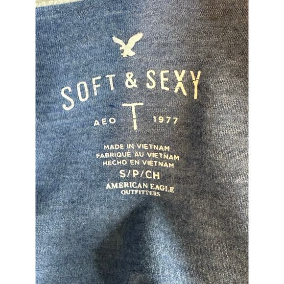 American Eagle Good Vibes blue short sleeves T-shirt size Small - Picture 3 of 14